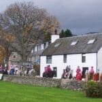 Everyone riding horses through the town for pink day