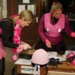 Reception desk covered in pink at HHF