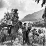 Old Photo with Horse riders in the highlands