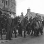 old Horse Trekking through the town history photo