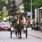 Wedding ride for the bride and groom